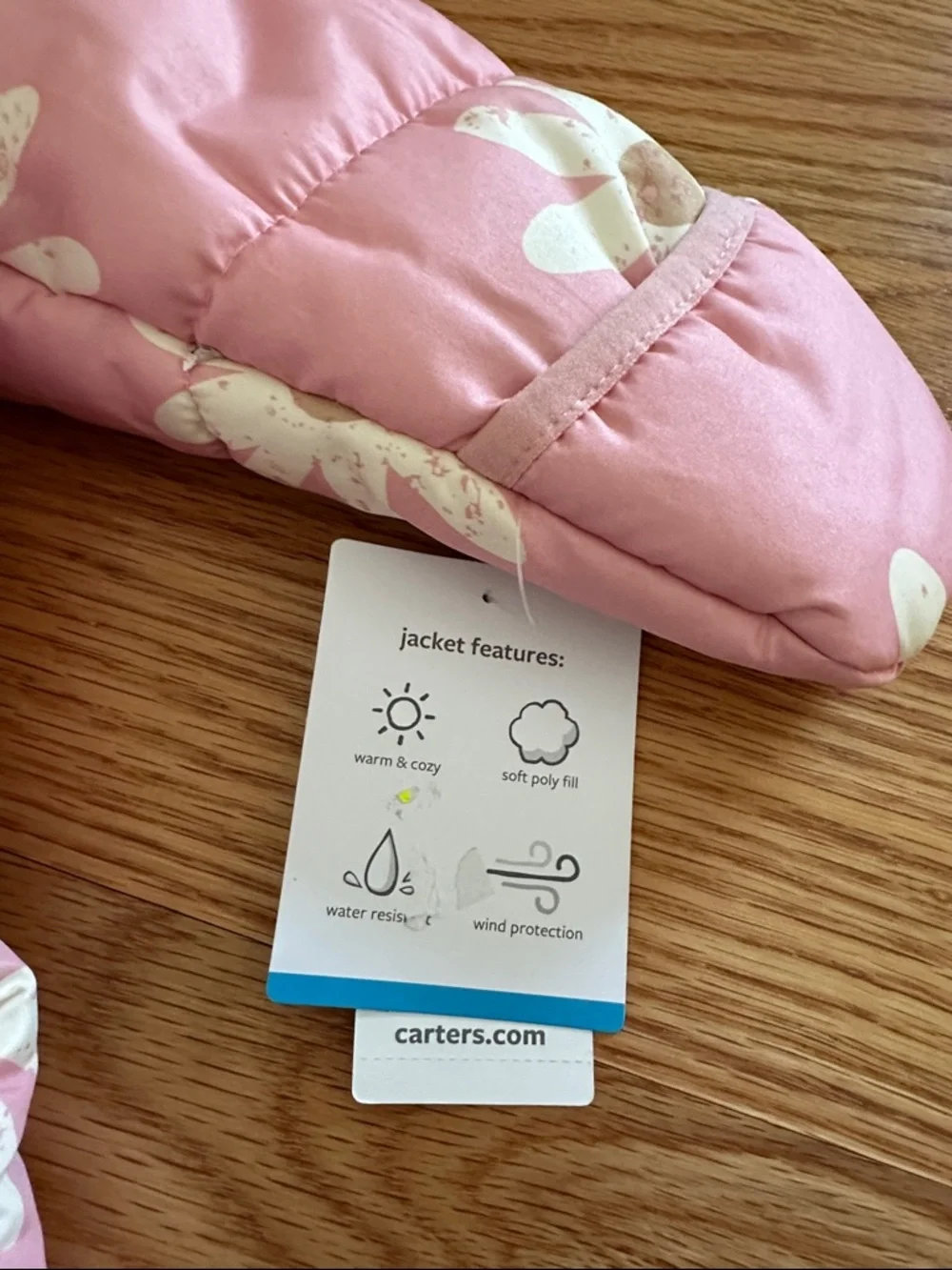 NWT 6m Carters snow suit pink flower baby girl winter coat fleece lined fur trim
